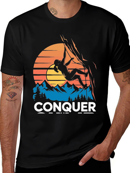 Conquer Mountain Climbing Graphic T-Shirt