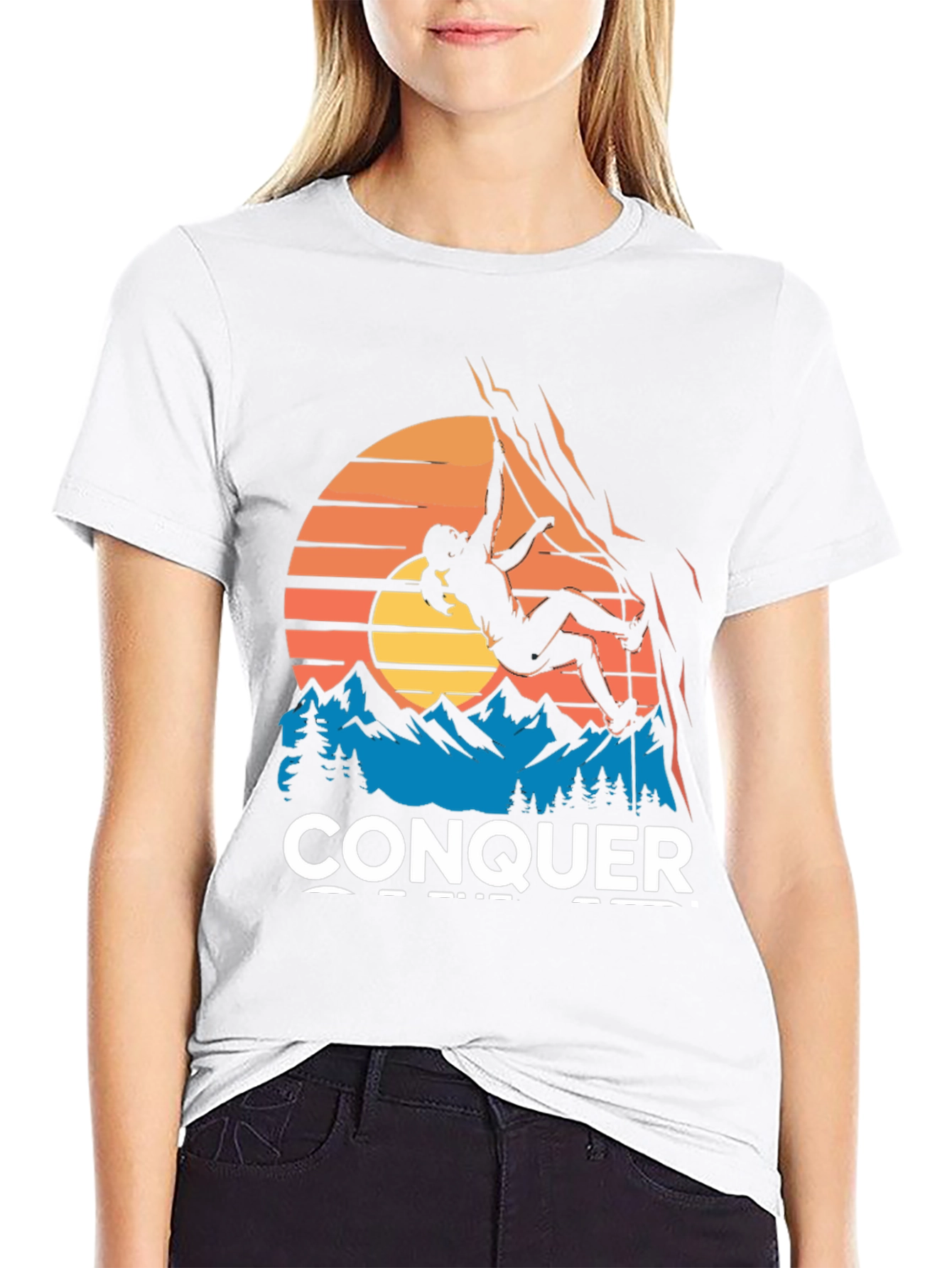 Conquer Mountain Climbing Graphic T-Shirt