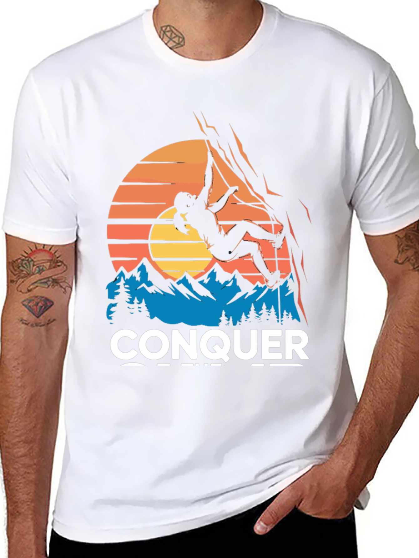 Conquer Mountain Climbing Graphic T-Shirt