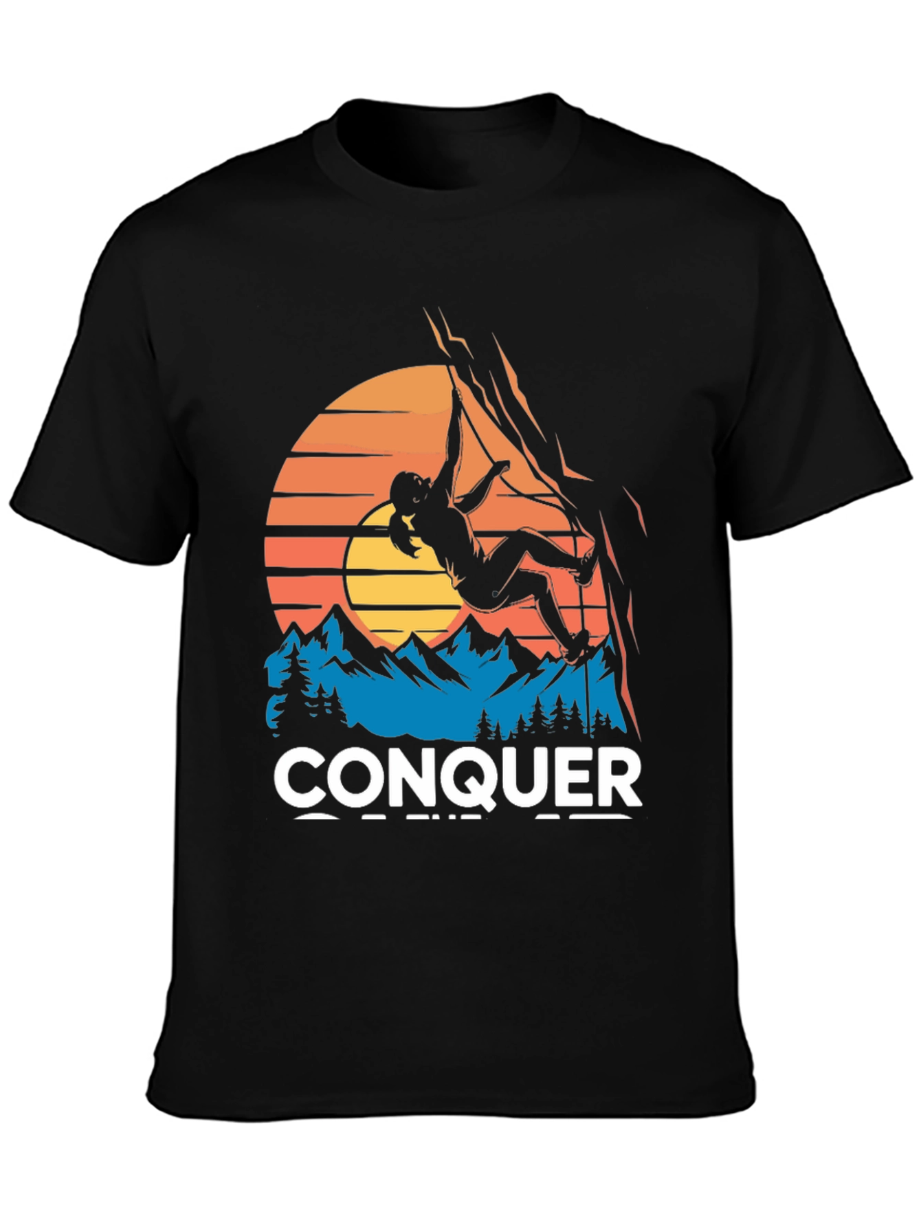 Conquer Mountain Climbing Graphic T-Shirt