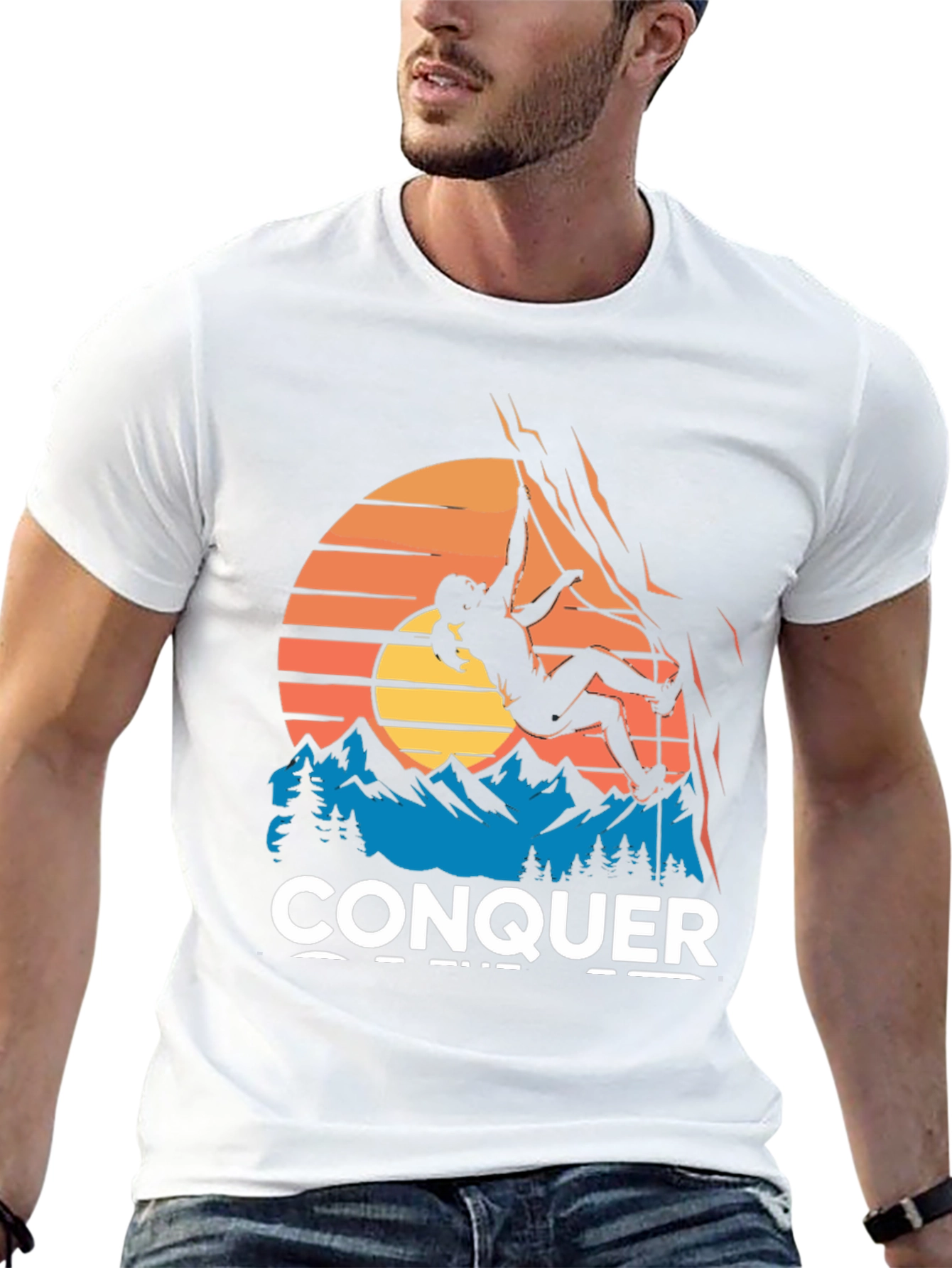 Conquer Mountain Climbing Graphic T-Shirt
