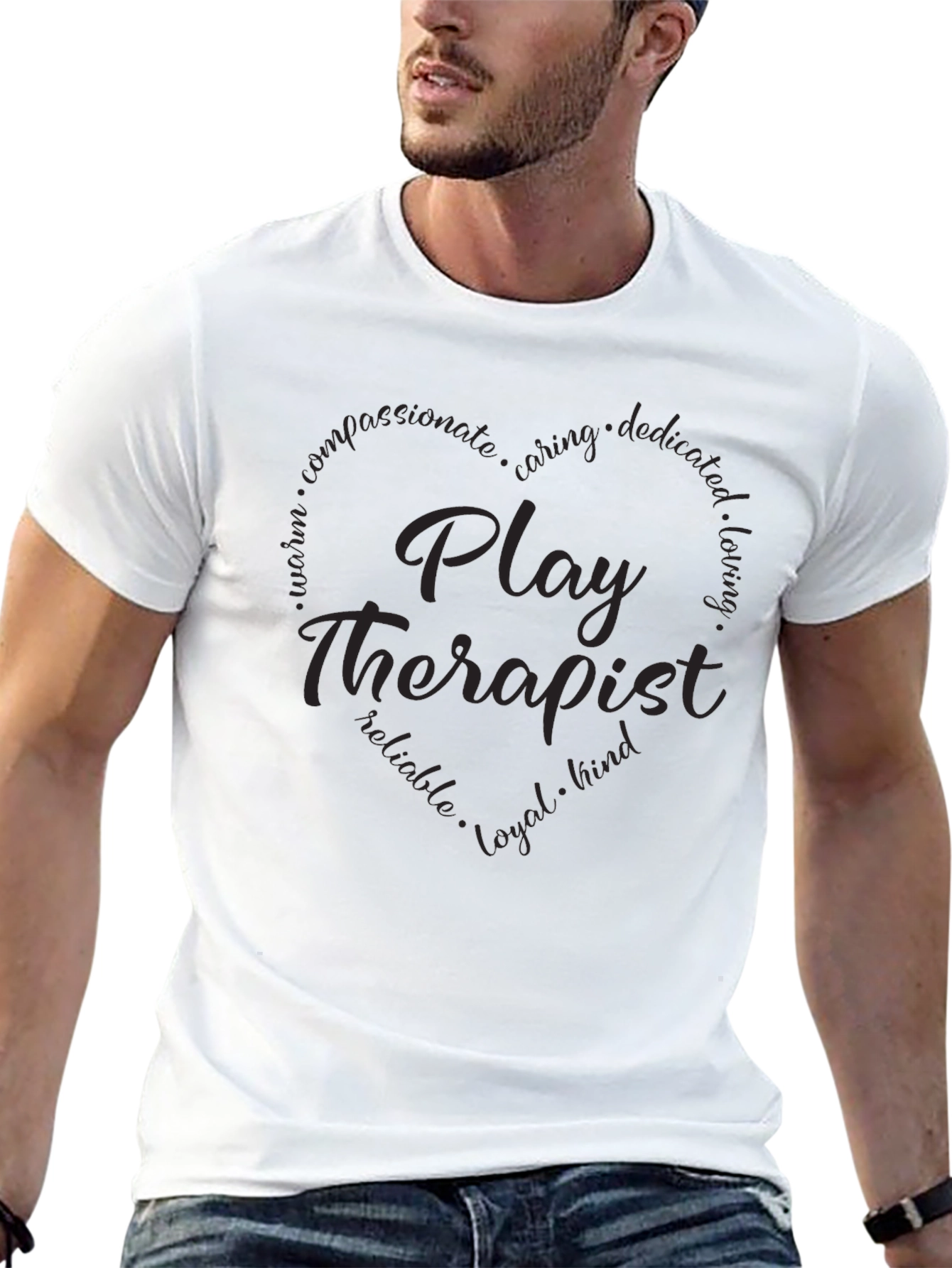 Play Therapist Heart Tee - Compassionate and Caring