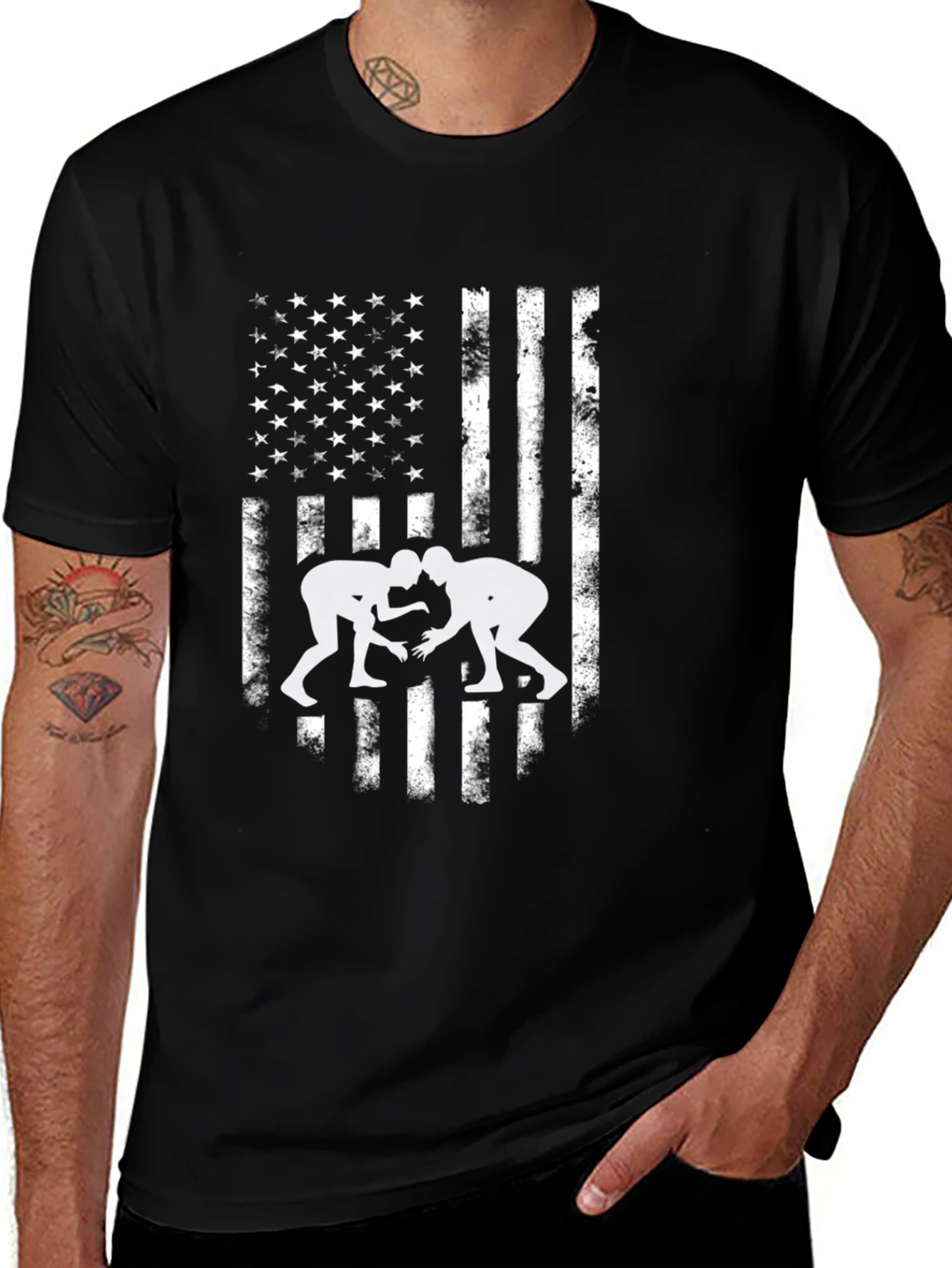 Wrestling USA Flag Graphic Tee