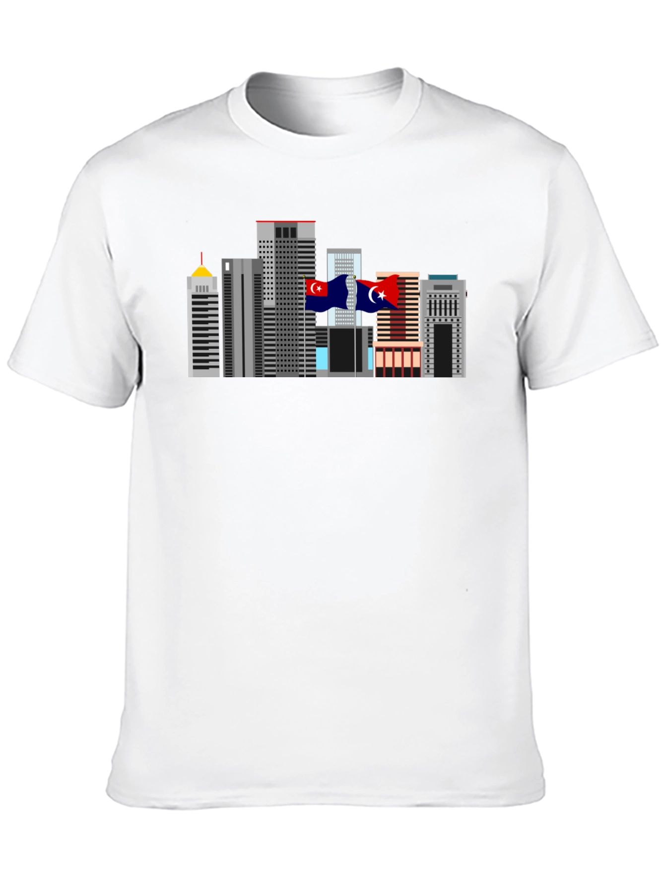 City Skyline Graphic Tee - Black Cotton T-Shirt