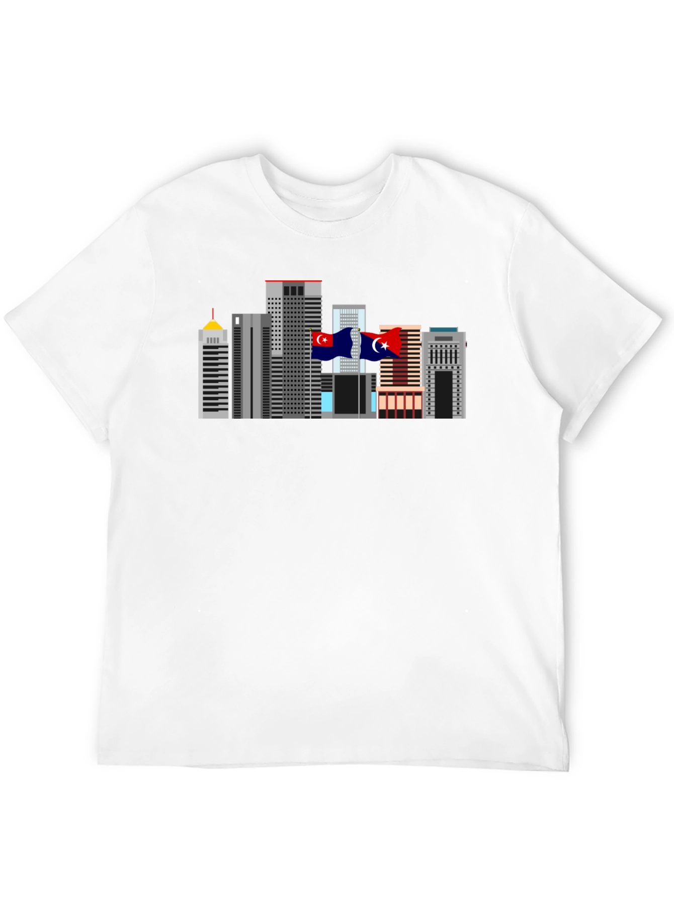 City Skyline Graphic Tee - Black Cotton T-Shirt