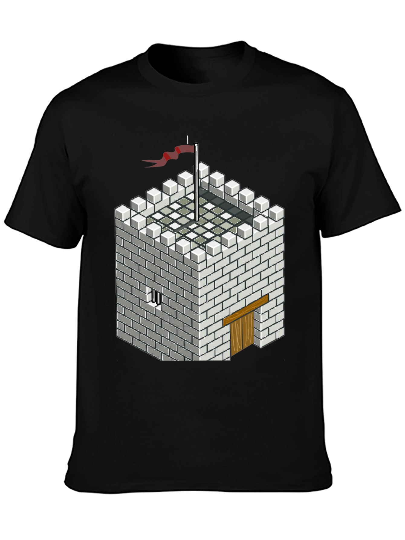 Pixelated Castle Tee - Retro Gaming Style Shirt