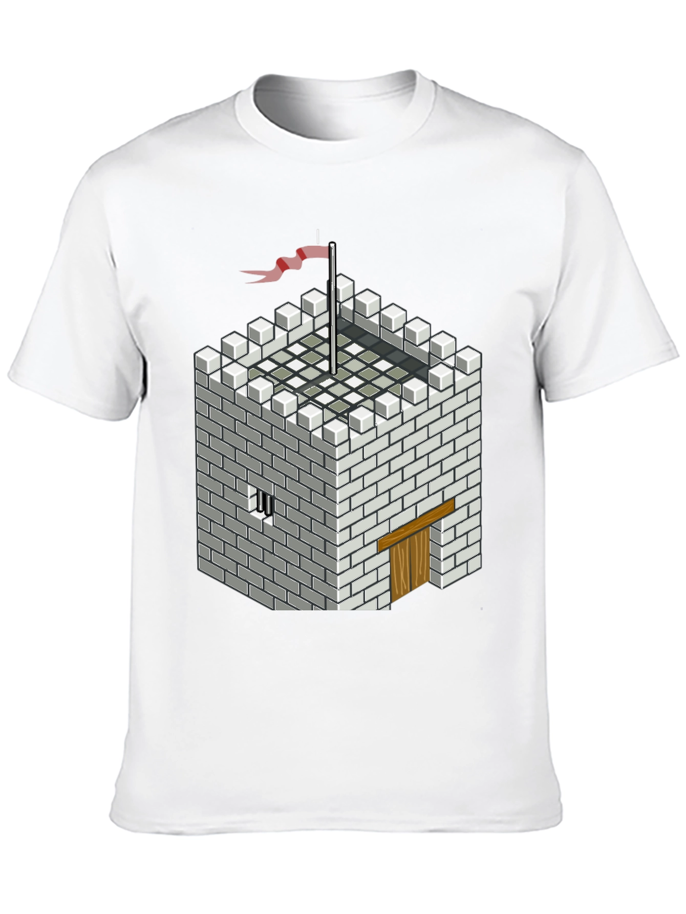 Pixelated Castle Tee - Retro Gaming Style Shirt
