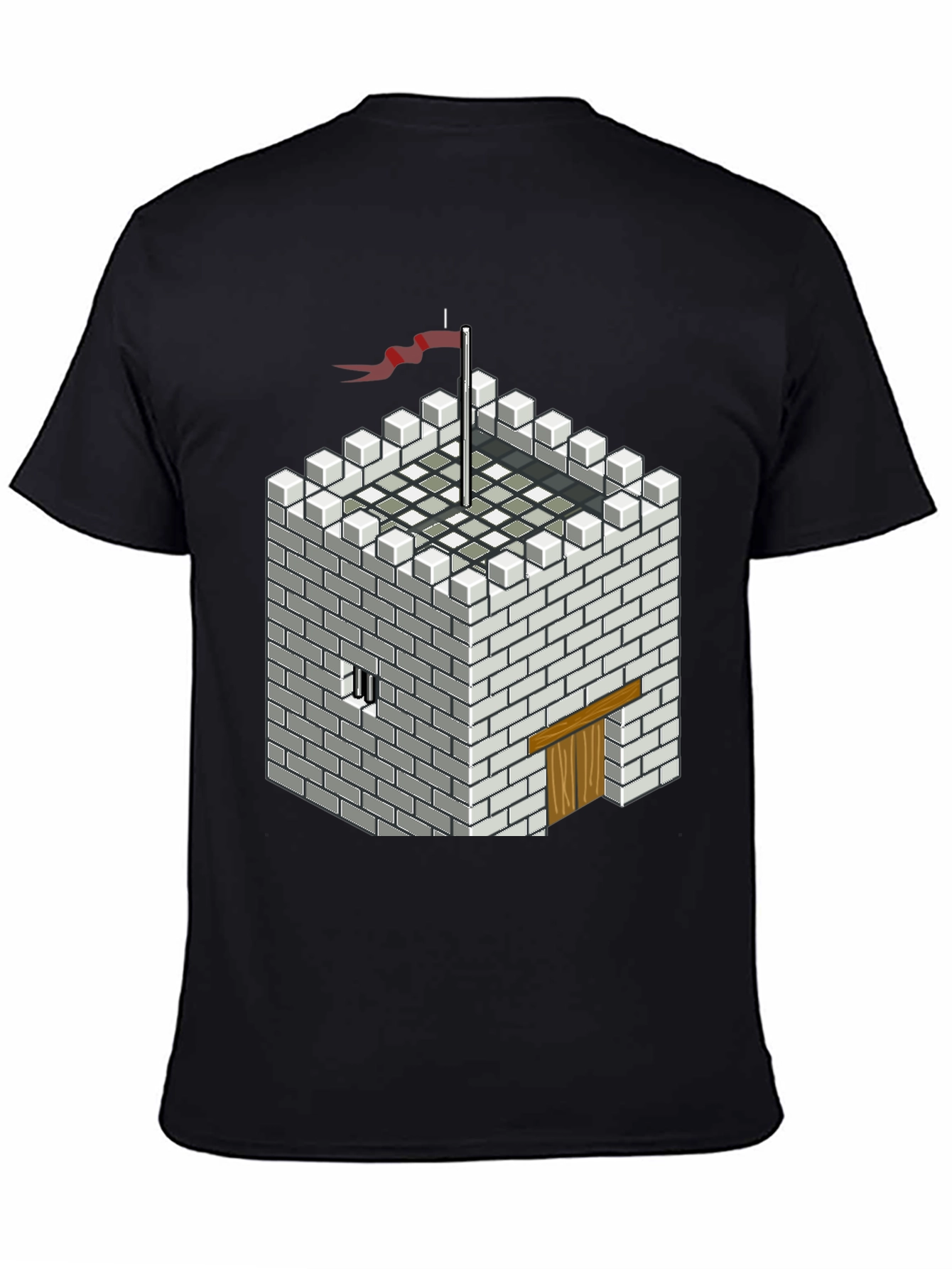 Pixelated Castle Tee - Retro Gaming Style Shirt