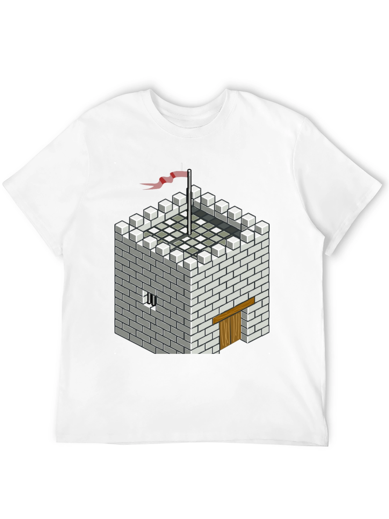 Pixelated Castle Tee - Retro Gaming Style Shirt