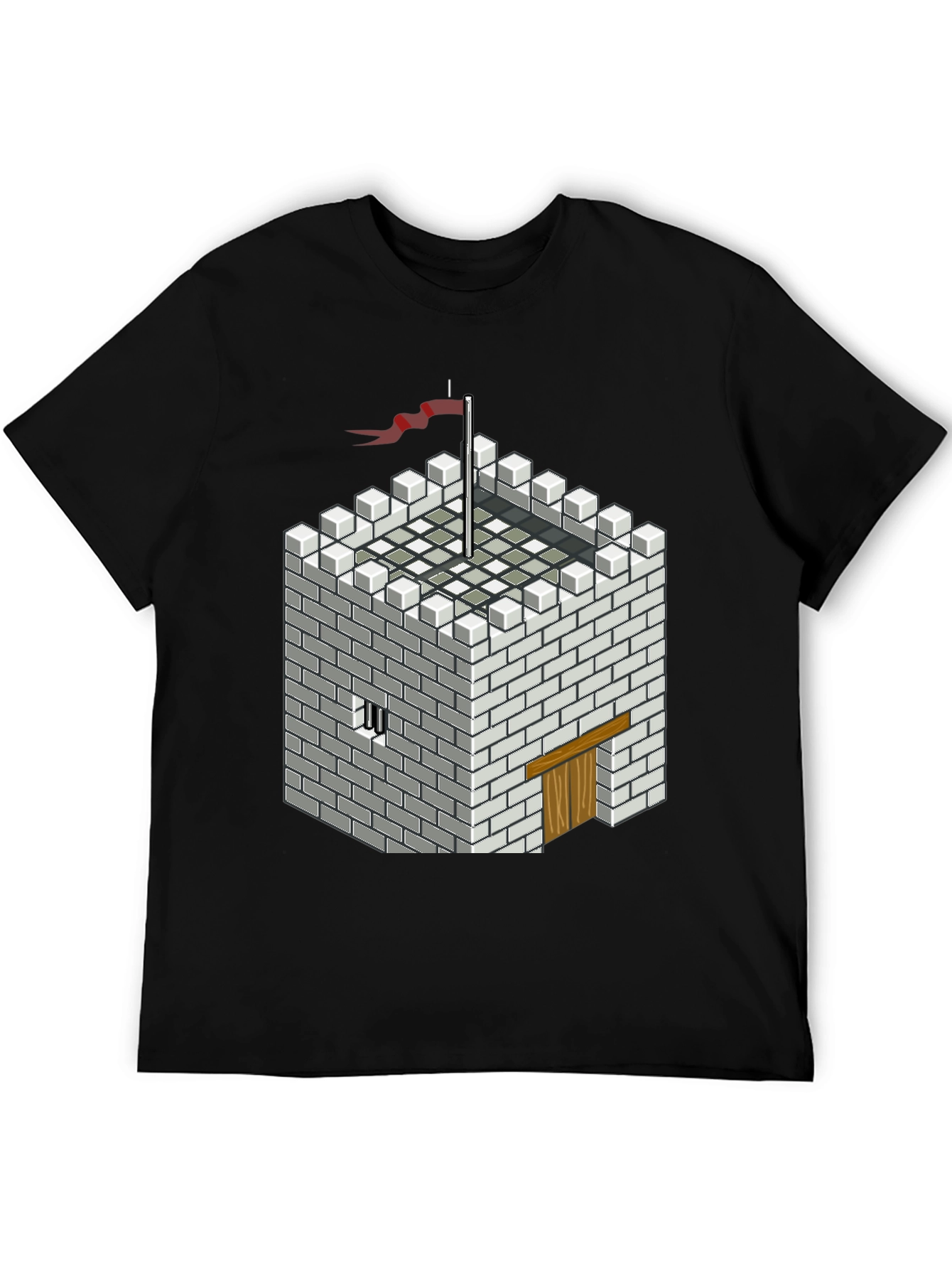 Pixelated Castle Tee - Retro Gaming Style Shirt