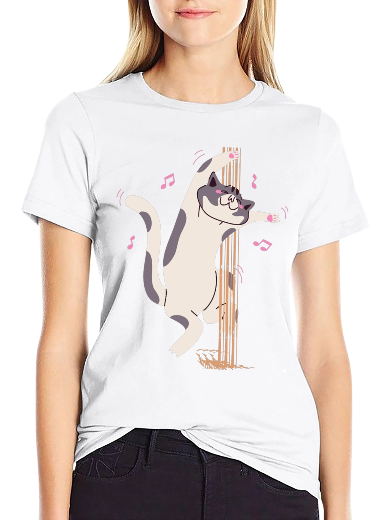 Pole Dancing Cat Graphic T-Shirt