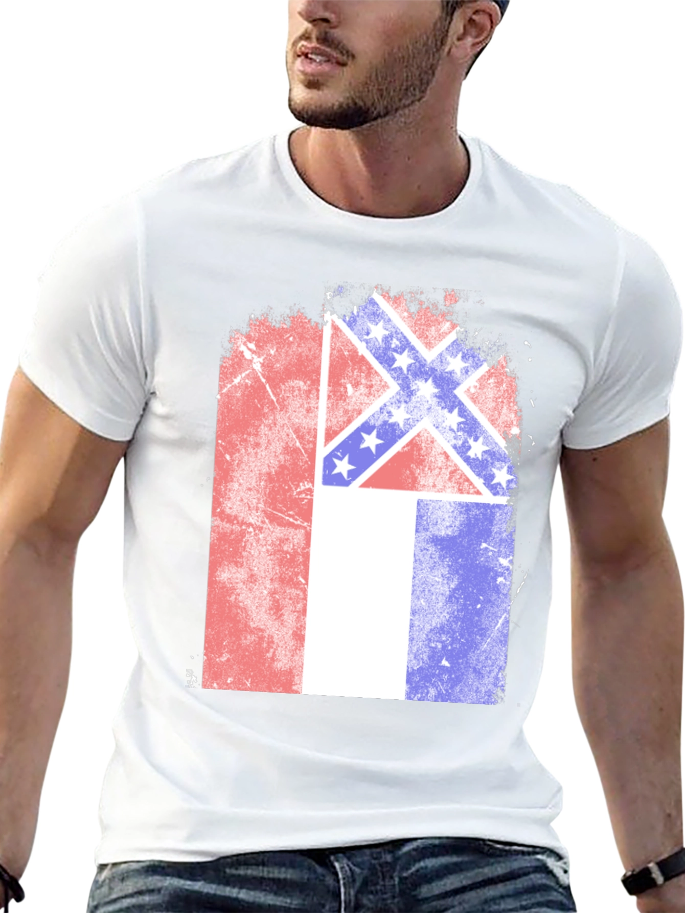 Confederate Flag T-Shirt - Distressed Patriotic Tee