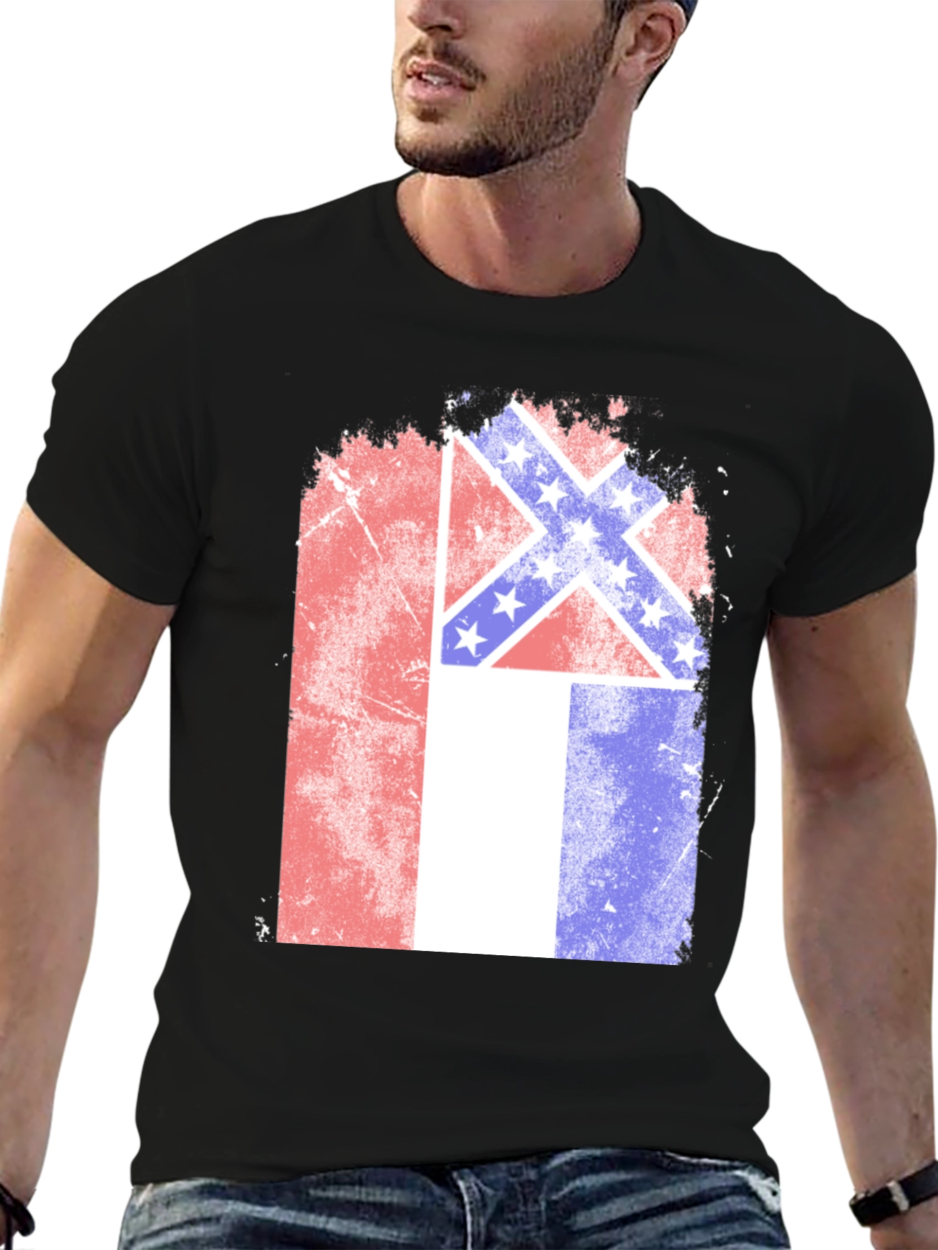 Confederate Flag T-Shirt - Distressed Patriotic Tee