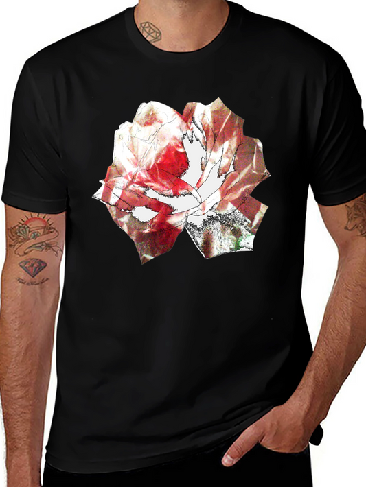 Abstract Rose Print Black T-Shirt