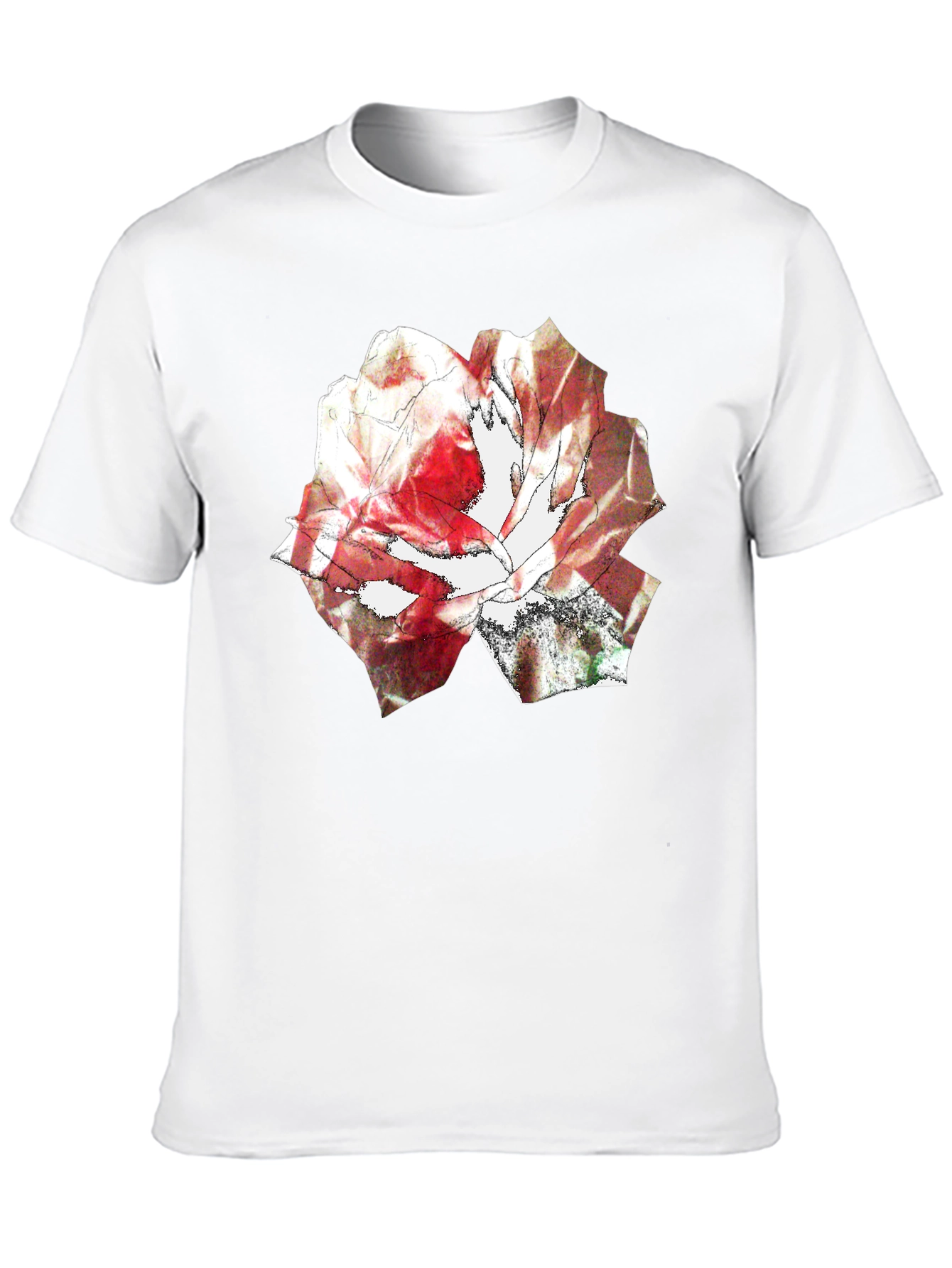 Abstract Rose Print Black T-Shirt