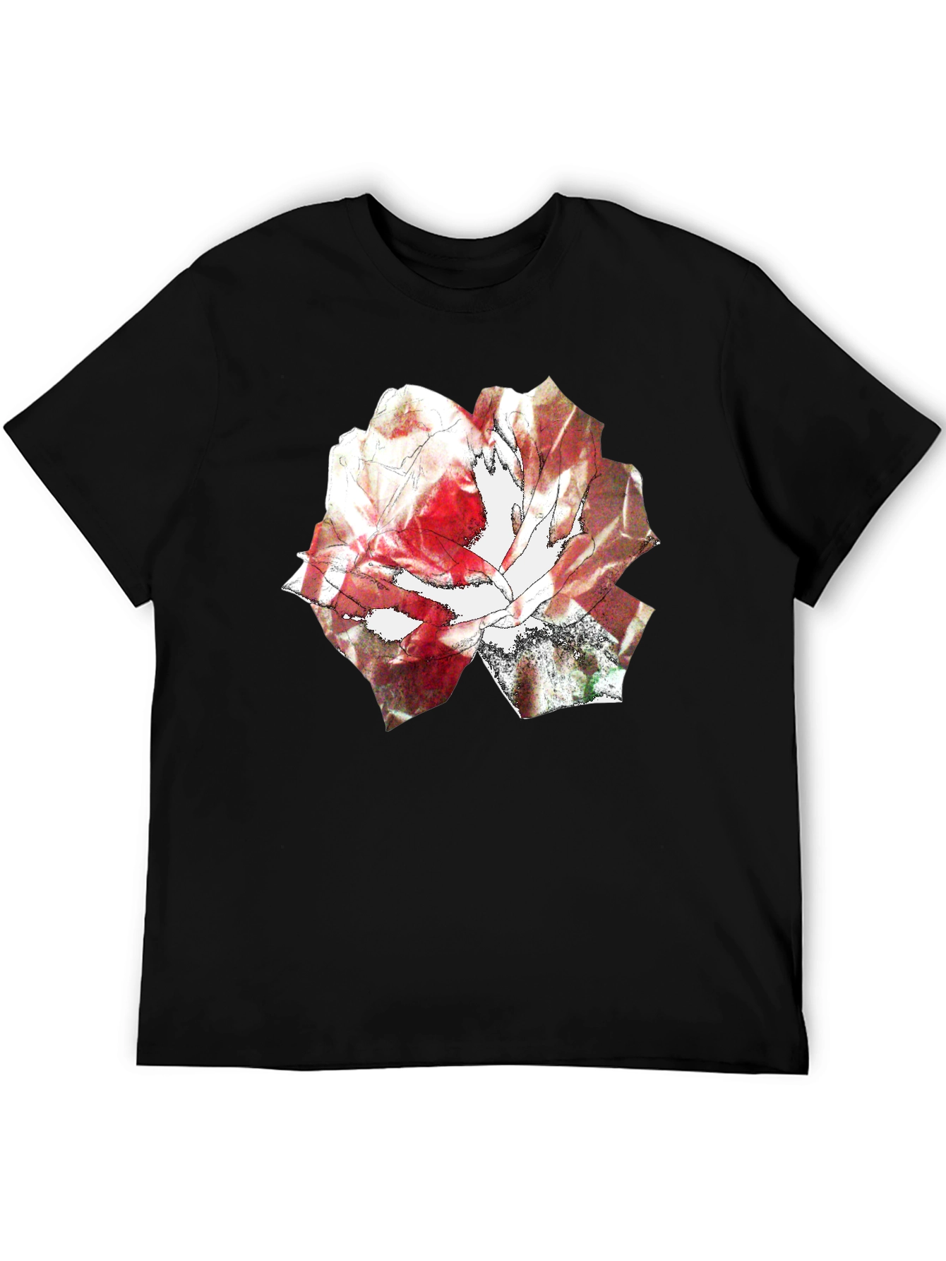 Abstract Rose Print Black T-Shirt