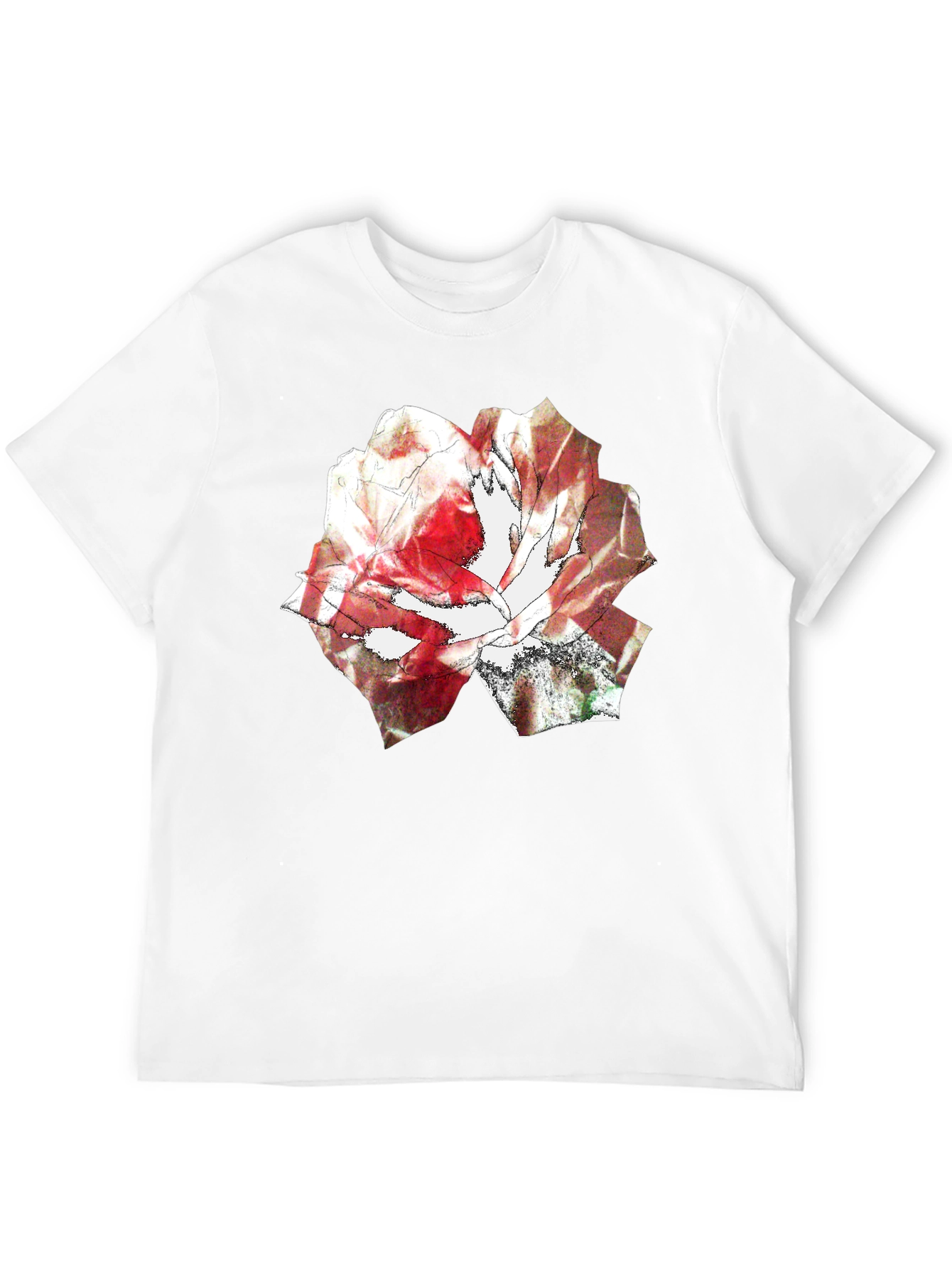 Abstract Rose Print Black T-Shirt