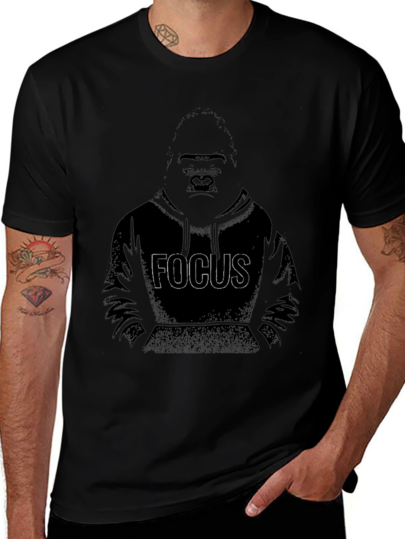 Focus Gorilla Graphic Print T-Shirt