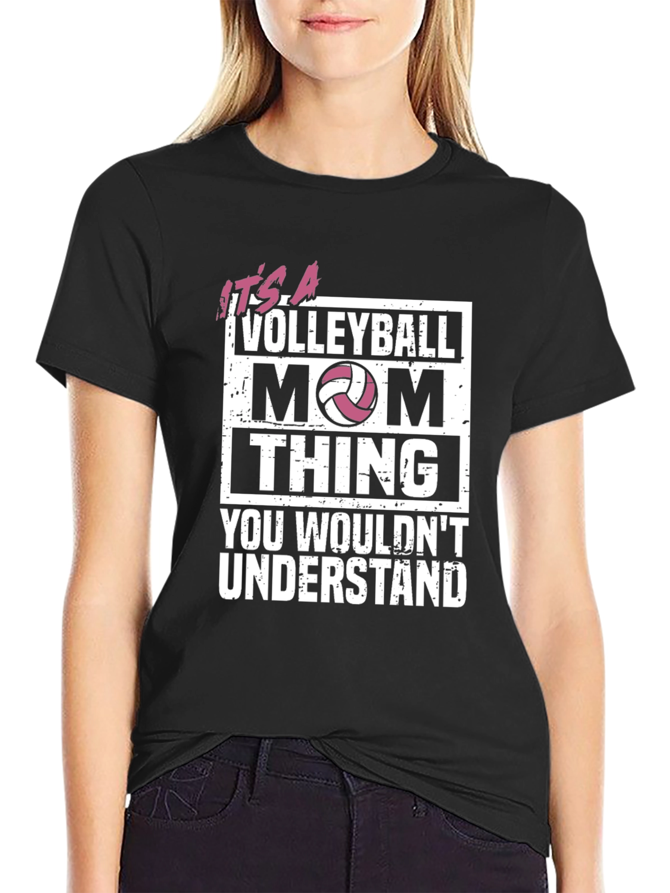 Volleyball Mom T-Shirt - Black Graphic Tee