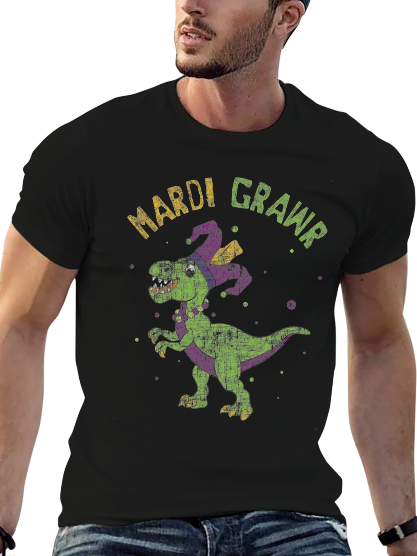 Mardi Gras Dinosaur T-Shirt - Rawr!