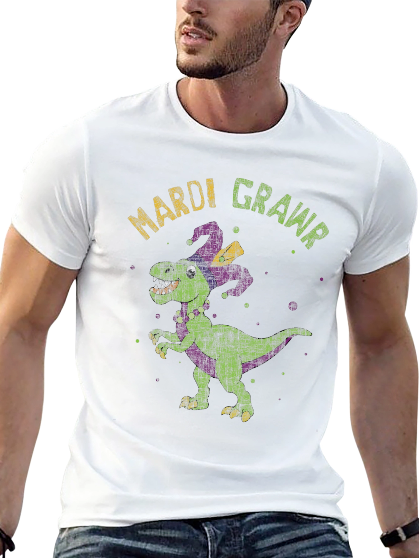 Mardi Gras Dinosaur T-Shirt - Rawr!