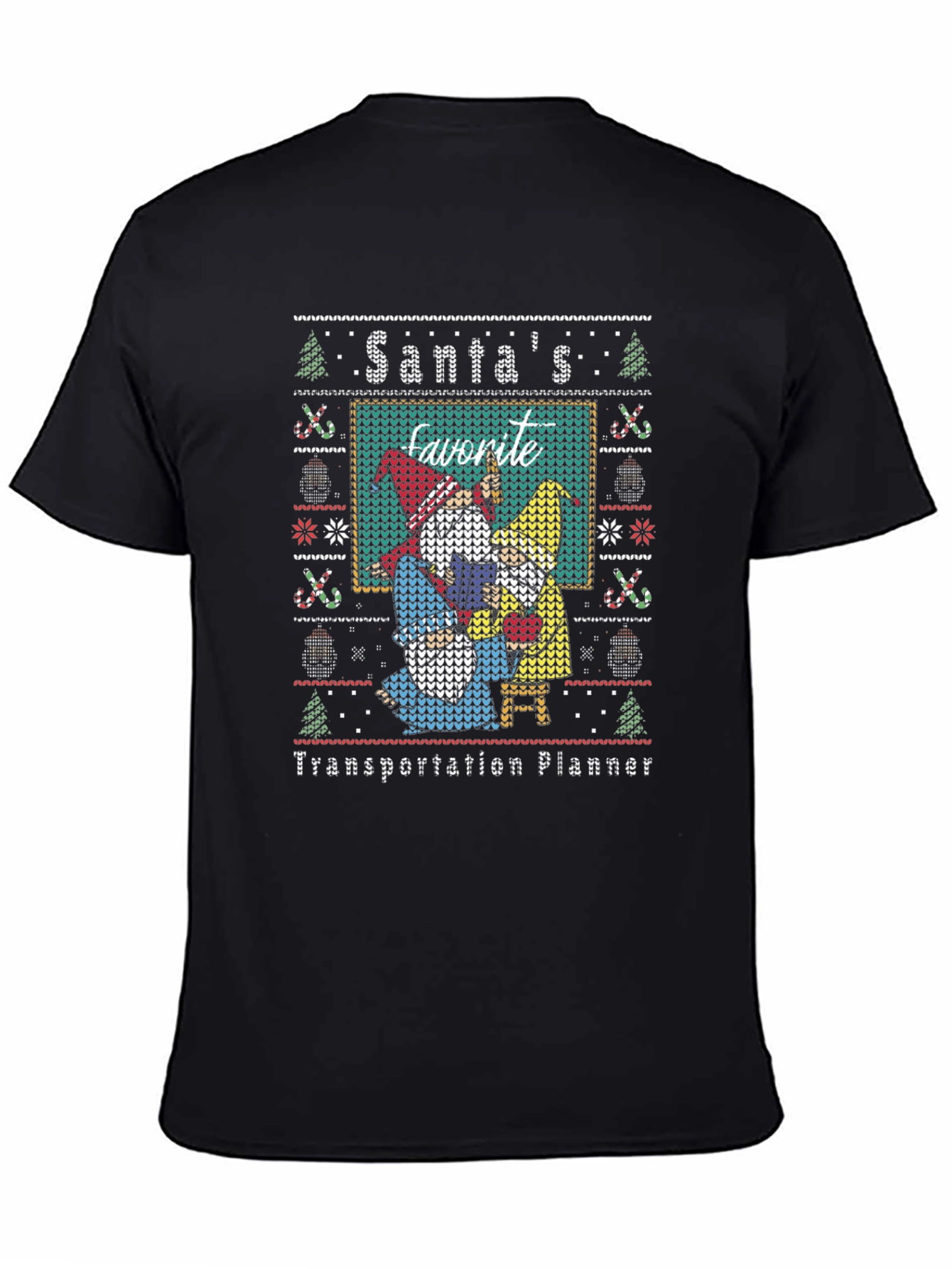 Santas Favorite Transportation Planner Ugly Christmas T-Shirt