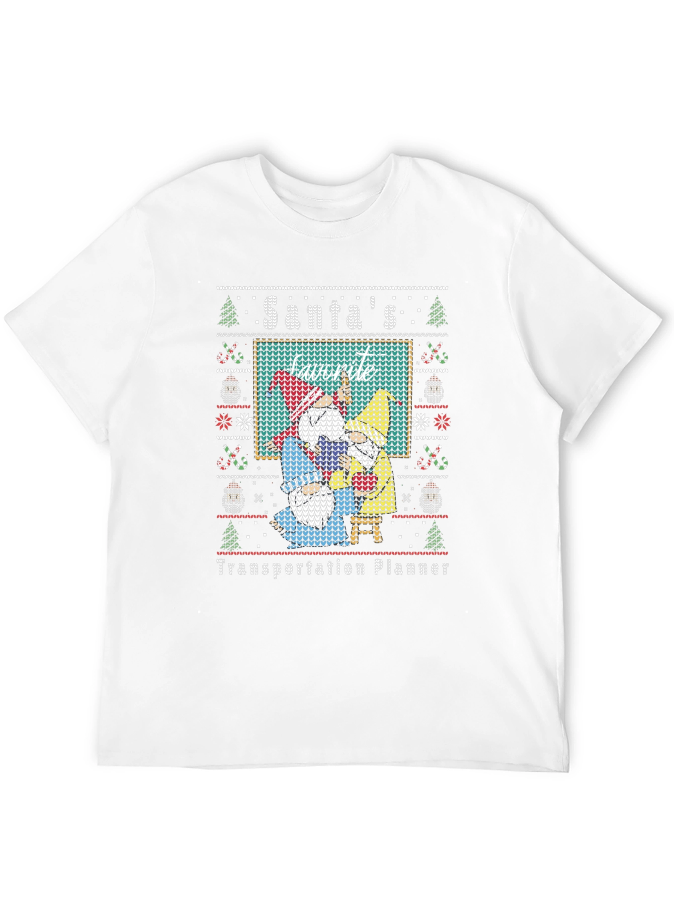 Santas Favorite Transportation Planner Ugly Christmas T-Shirt