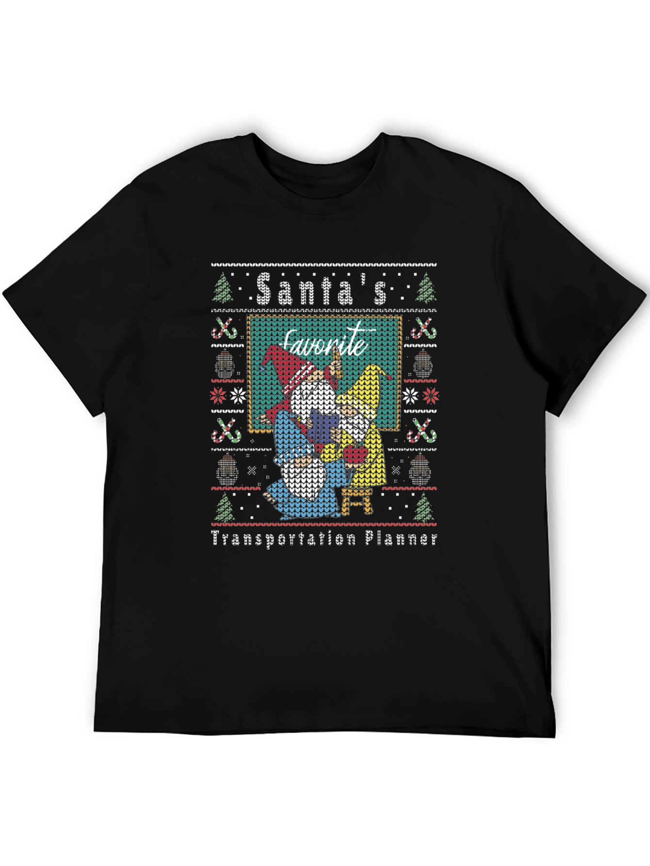 Santas Favorite Transportation Planner Ugly Christmas T-Shirt
