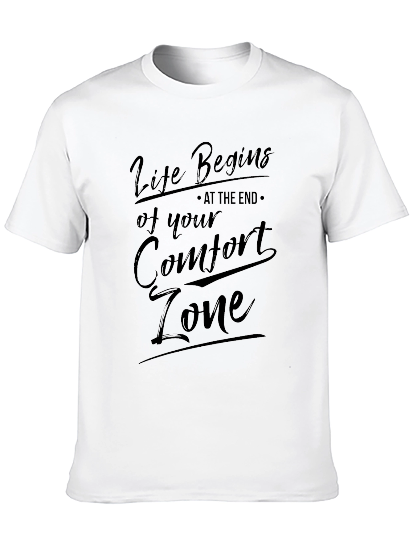 Life Begins Comfort Zone Black T-Shirt