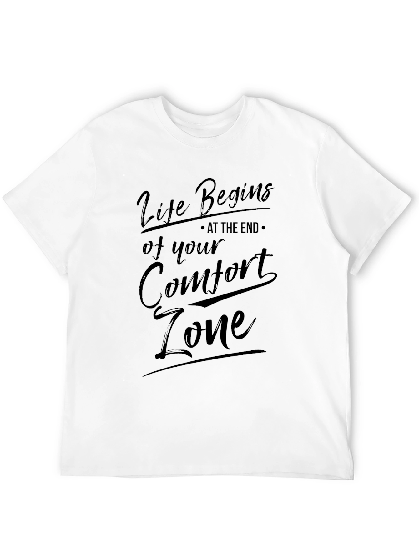 Life Begins Comfort Zone Black T-Shirt