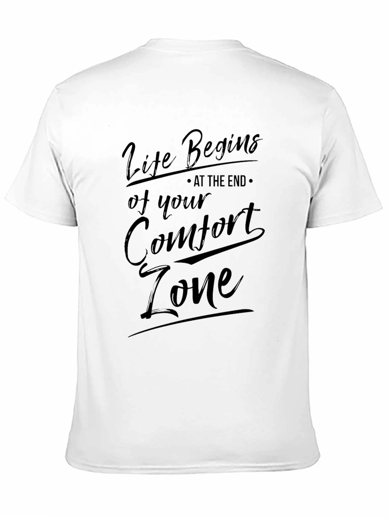 Life Begins Comfort Zone Black T-Shirt