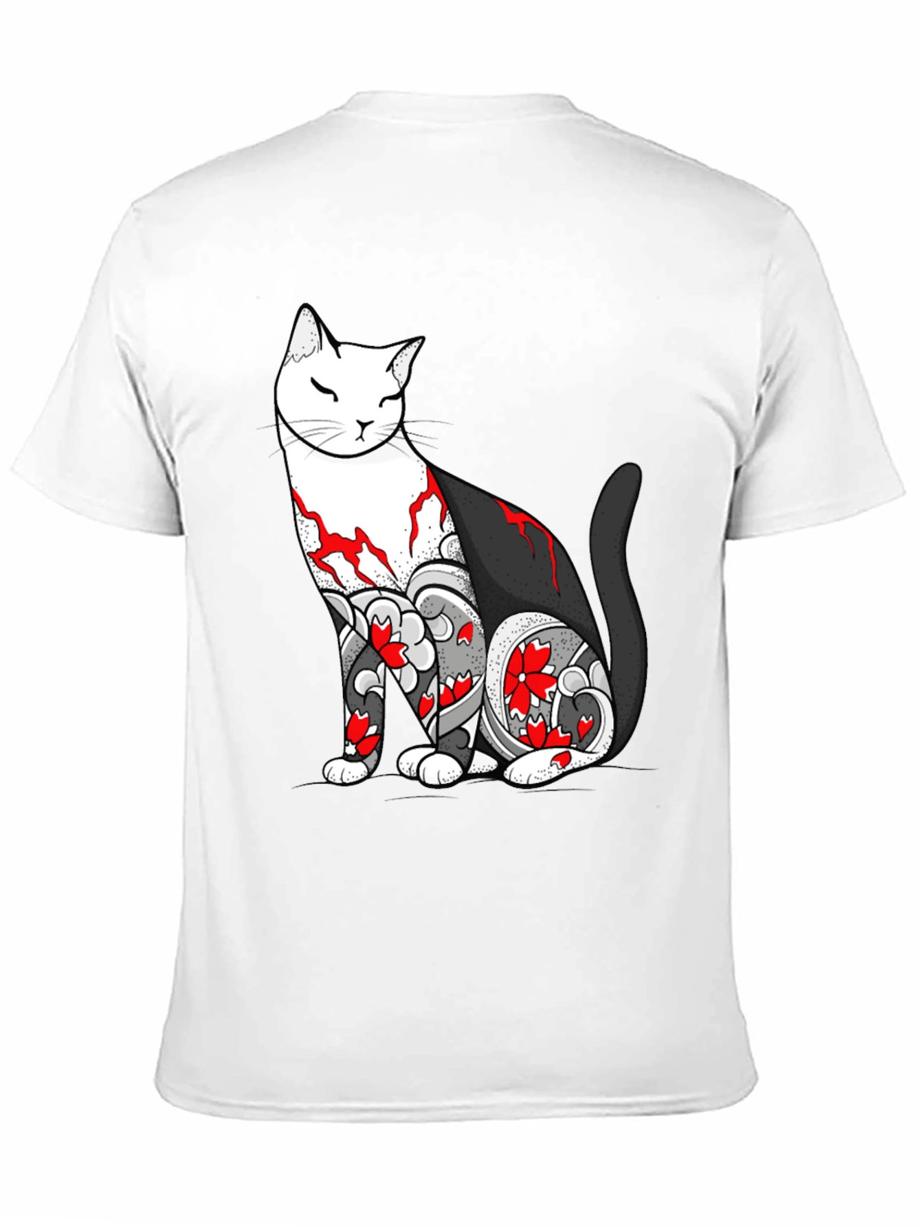 Cat Tattoo Graphic Black T-Shirt
