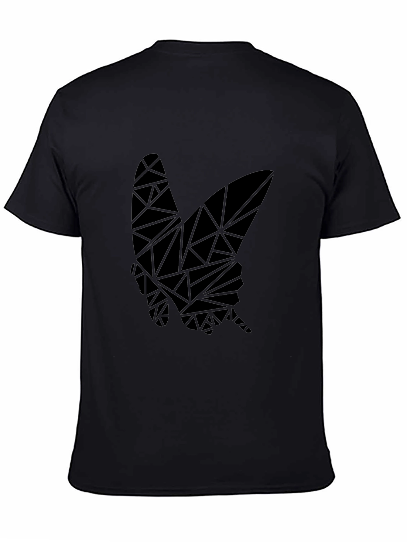 Geometric Butterfly Graphic Black T-Shirt