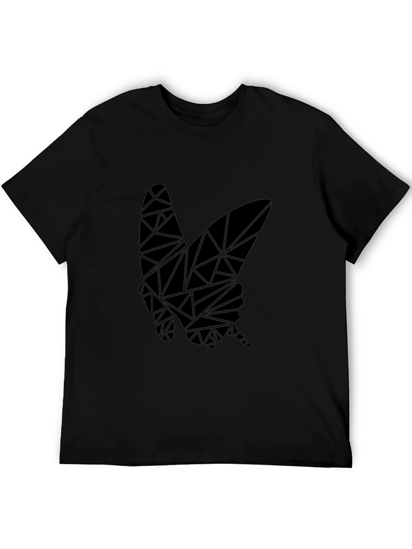 Geometric Butterfly Graphic Black T-Shirt