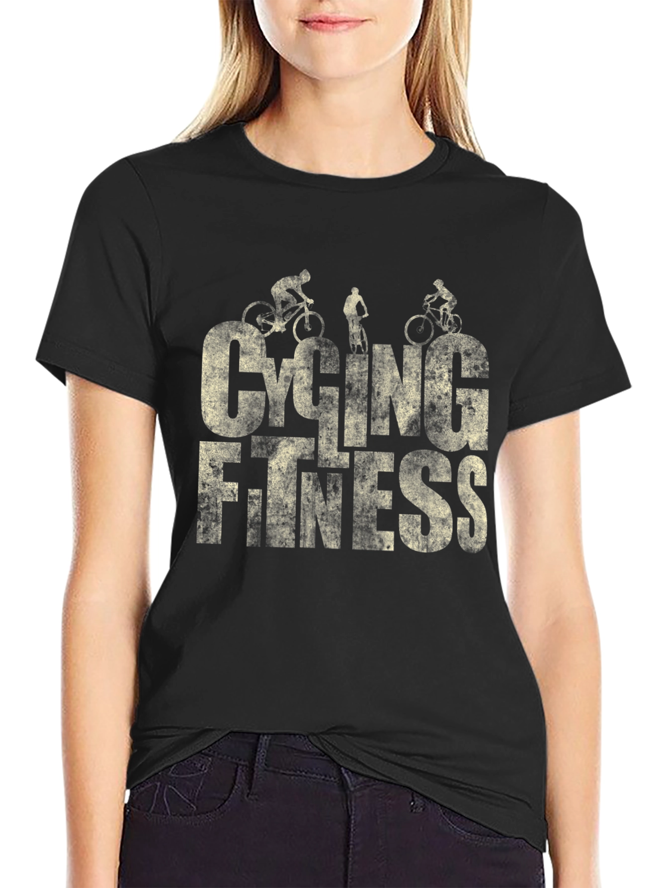 Cycling Fitness Graphic Tee - Black Cotton