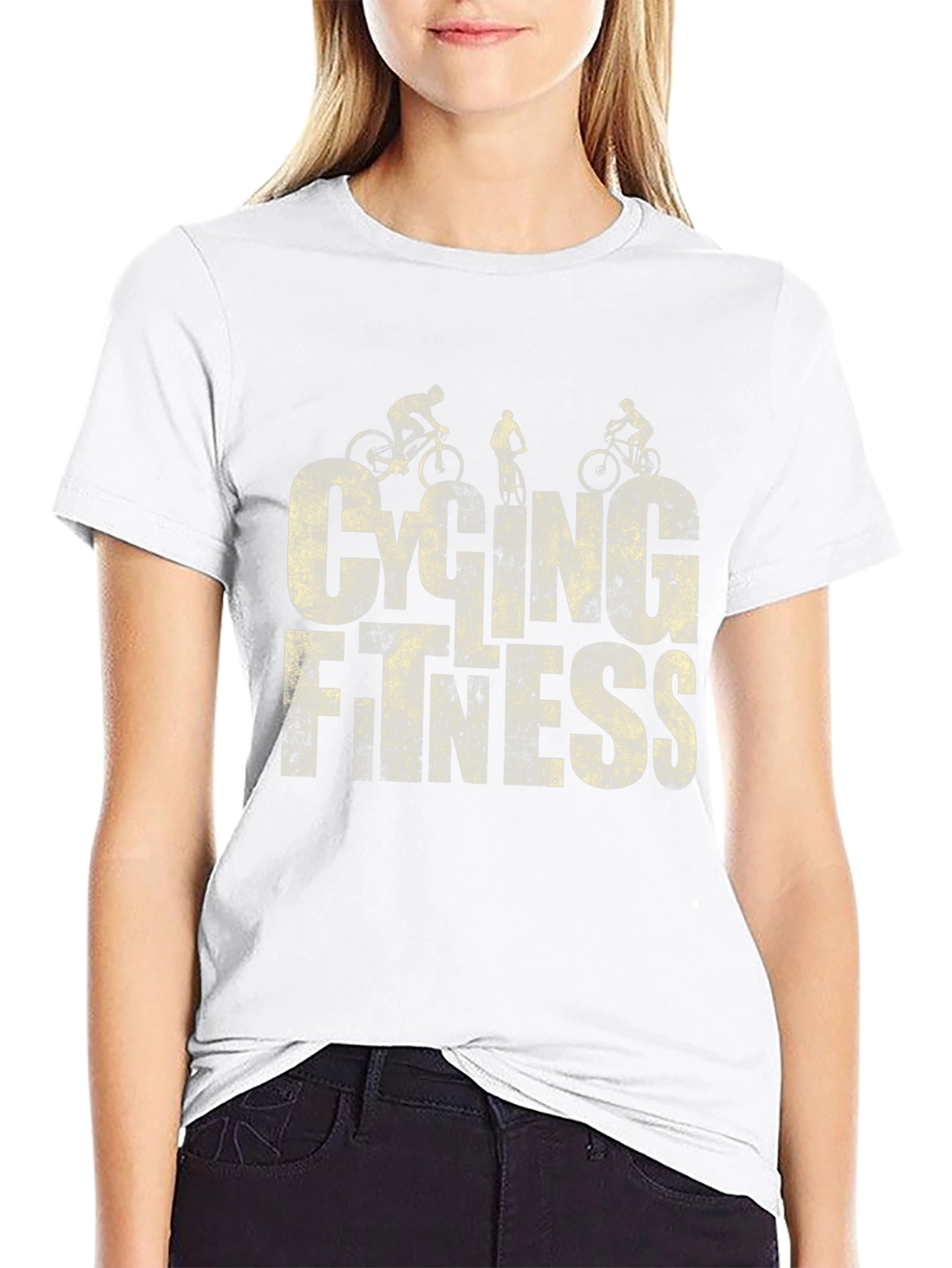 Cycling Fitness Graphic Tee - Black Cotton