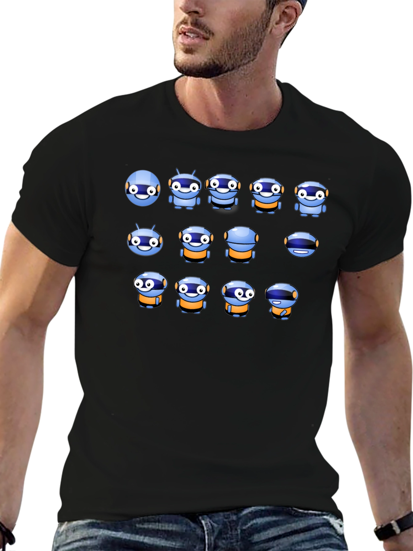 Robot Array Black Tee - Unique Design