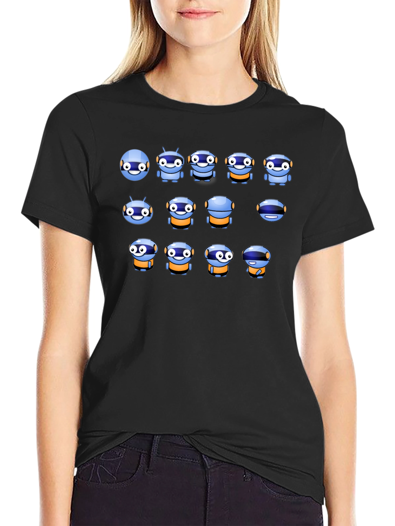 Robot Array Black Tee - Unique Design
