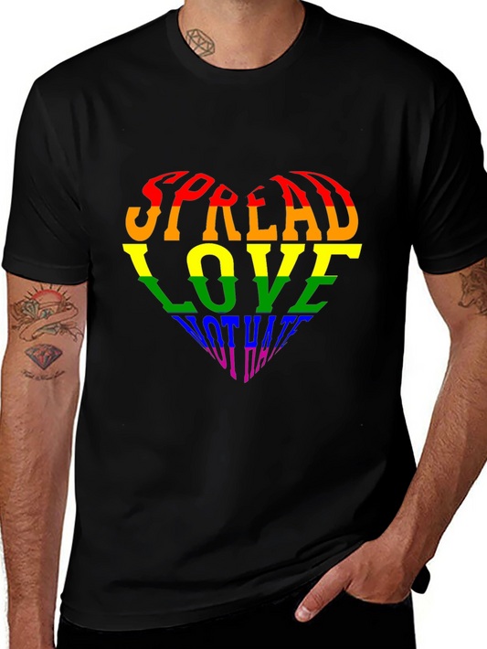 Pride Rainbow Heart Spread Love Black T-Shirt
