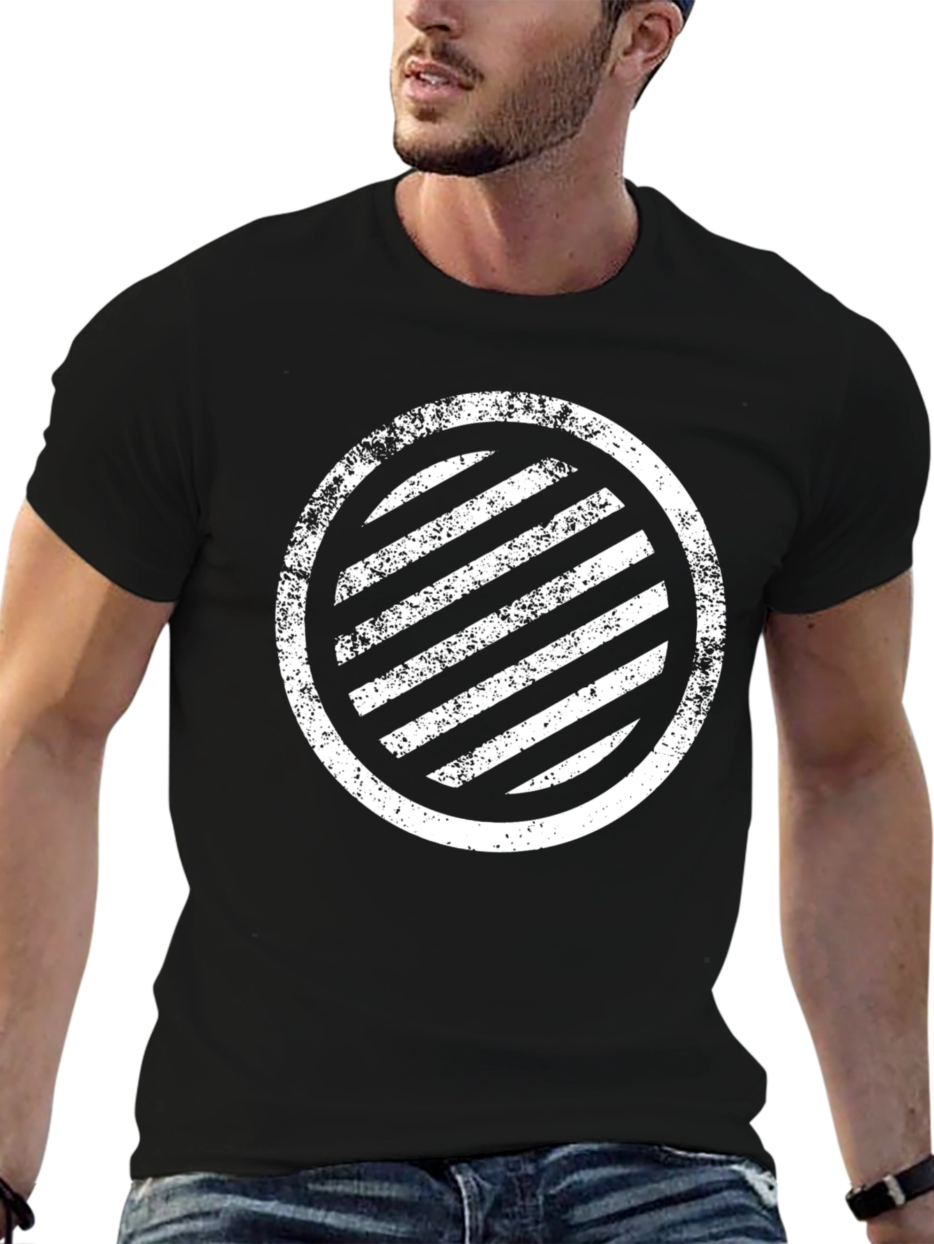 Distressed Circle Stripe Graphic Tee