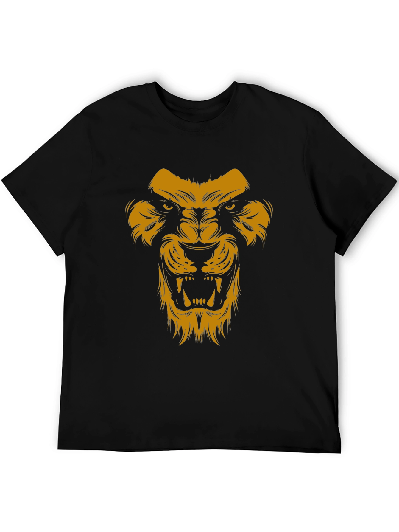 Lion Graphic Print Black T-Shirt
