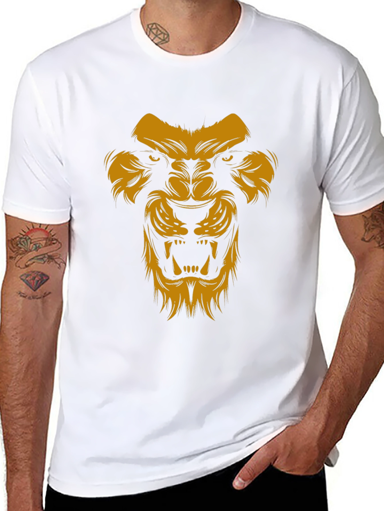 Lion Graphic Print Black T-Shirt