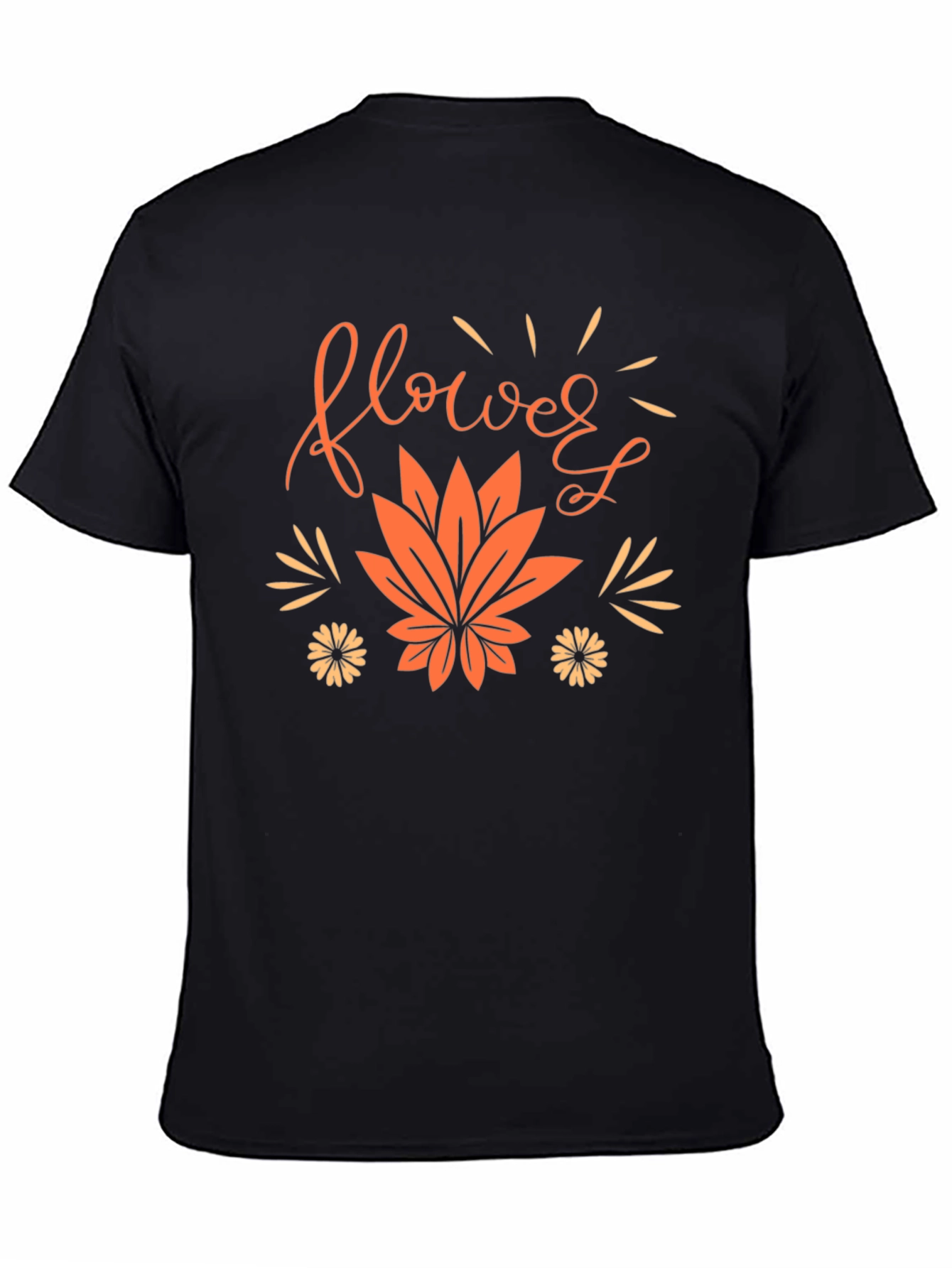 Flower Leaf Graphic Black Tee