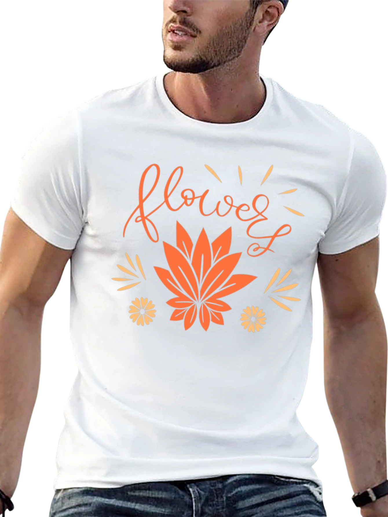 Flower Leaf Graphic Black Tee