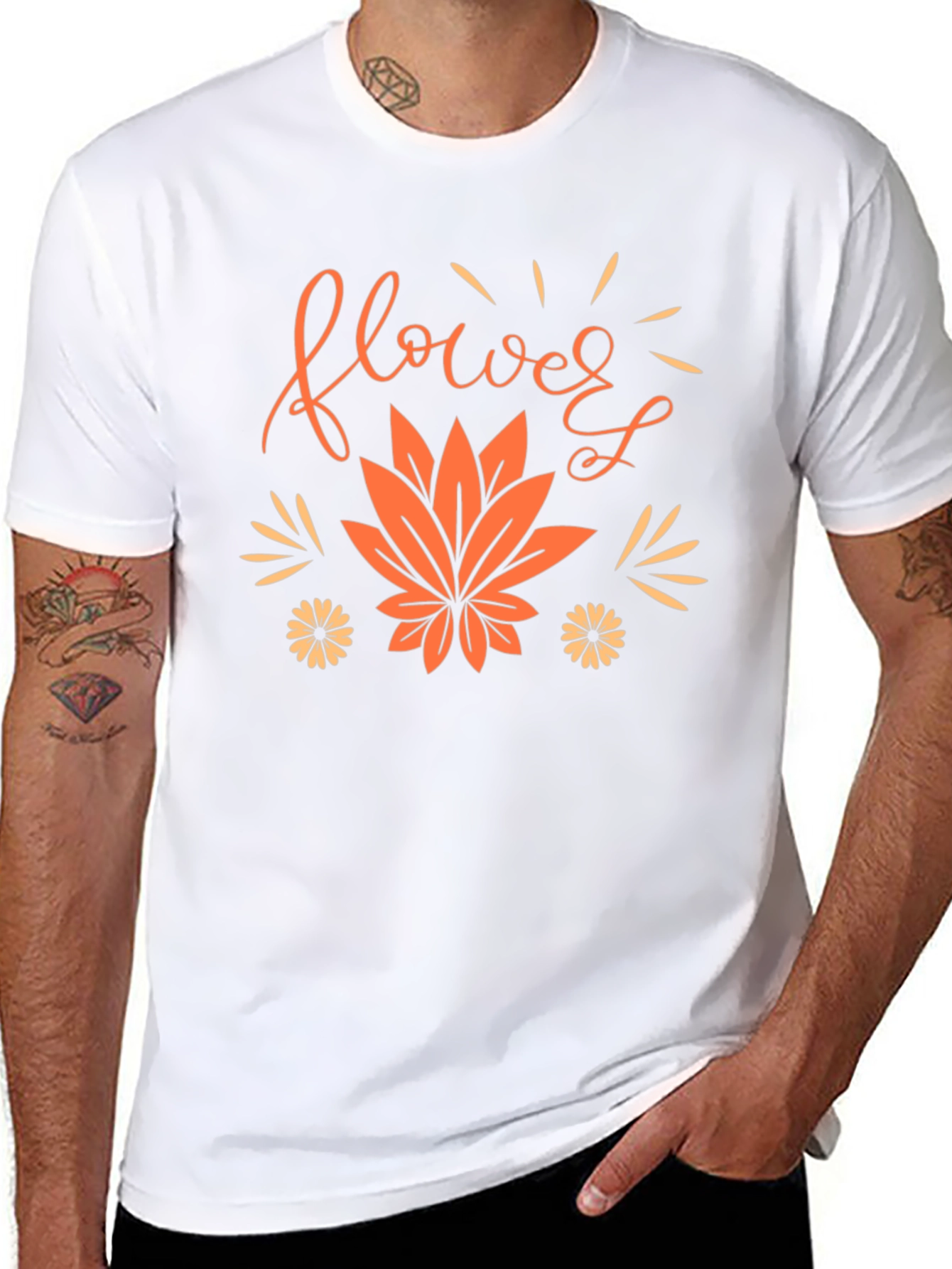 Flower Leaf Graphic Black Tee