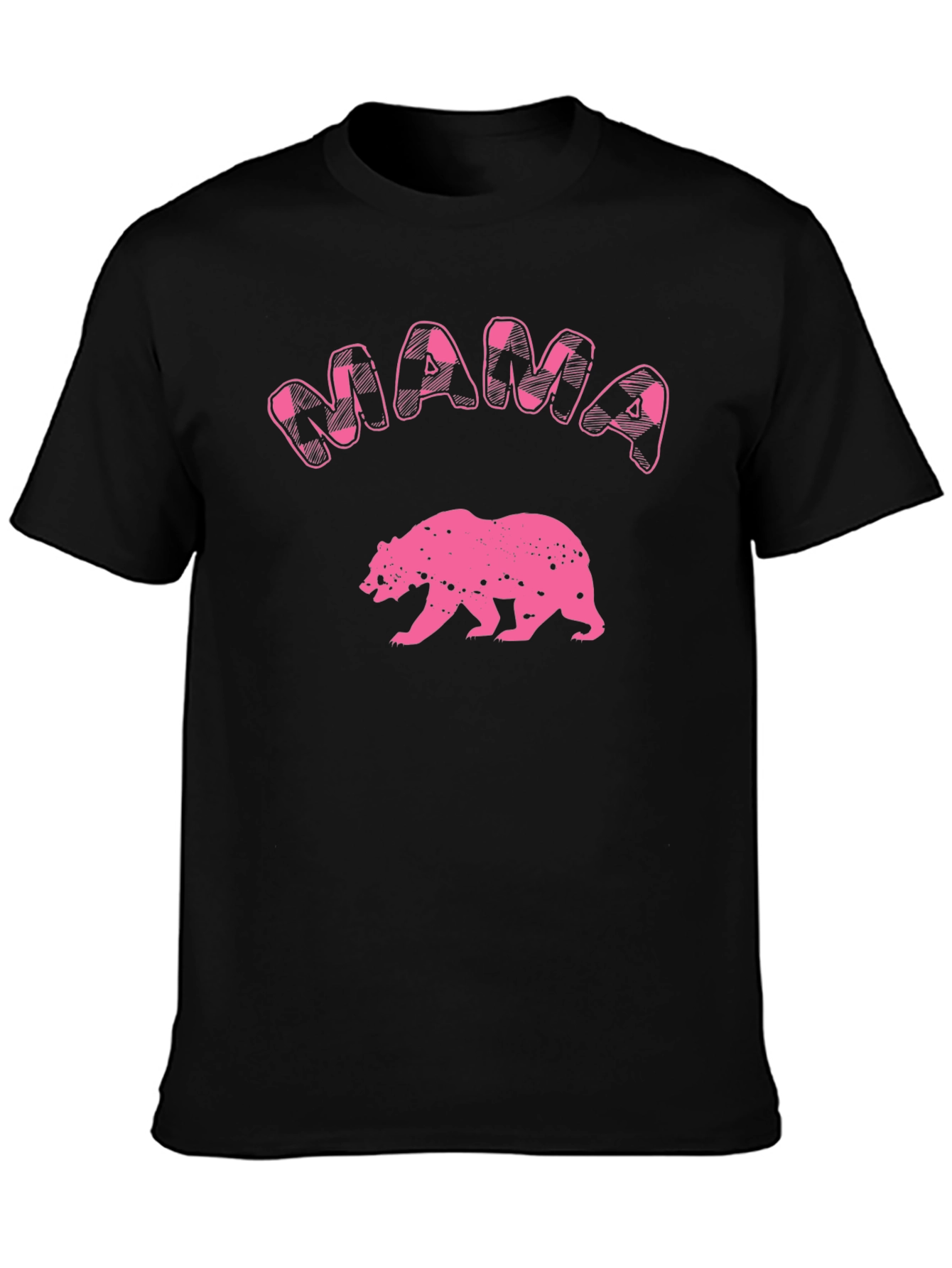 Mama Bear T-Shirt - Pink Plaid Graphic Tee