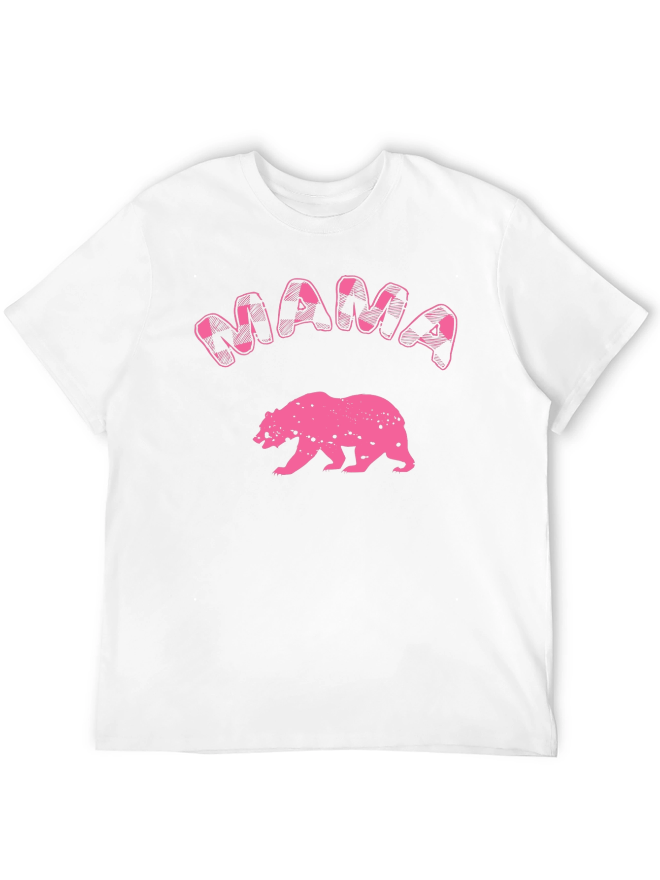 Mama Bear T-Shirt - Pink Plaid Graphic Tee