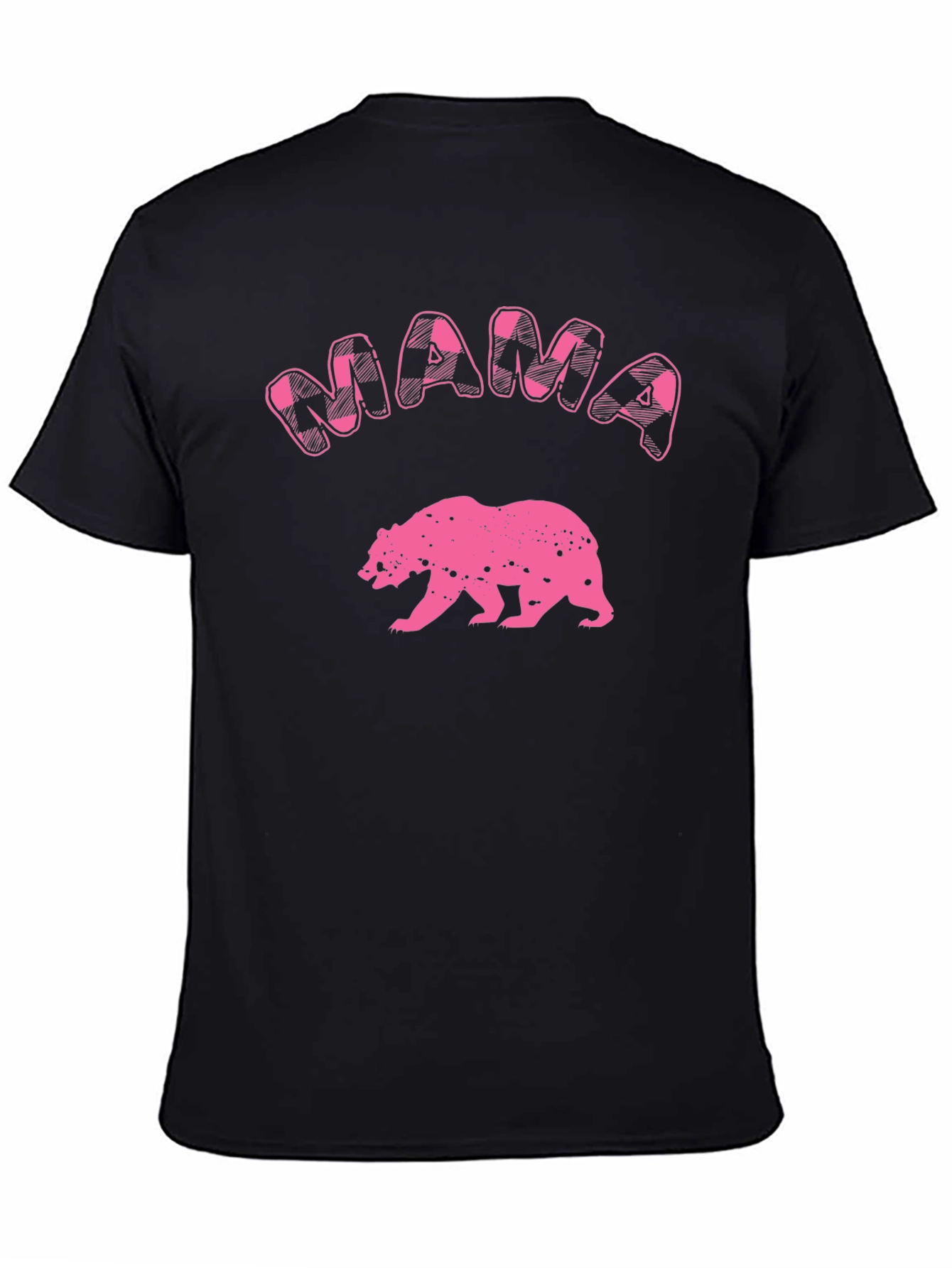Mama Bear T-Shirt - Pink Plaid Graphic Tee
