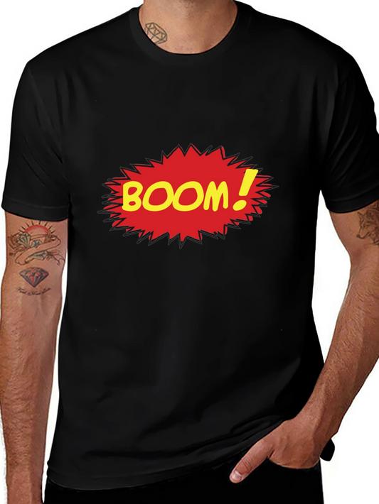 Boom Comic Style Graphic Tee - Black Cotton T-Shirt