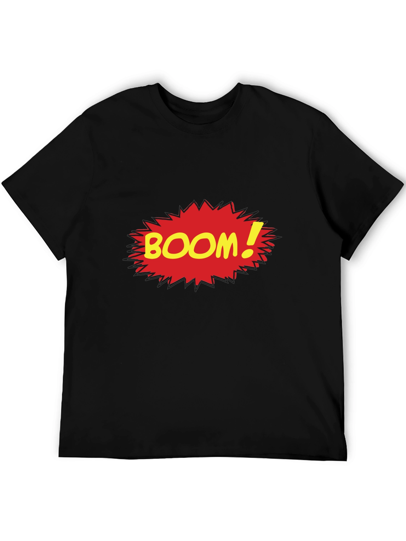 Boom Comic Style Graphic Tee - Black Cotton T-Shirt